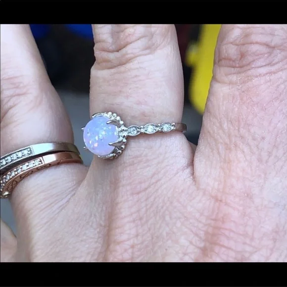 Fire opal and silver filled ring, size 8 - Picture 6 of 6